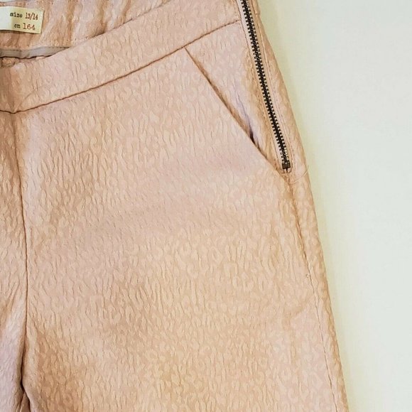 NWOT ZARA GIRLS TAPERED SKINNY PANTS - SIZE 13 14 (12) PINK - TEXTURED FABRIC - Picture 2 of 6